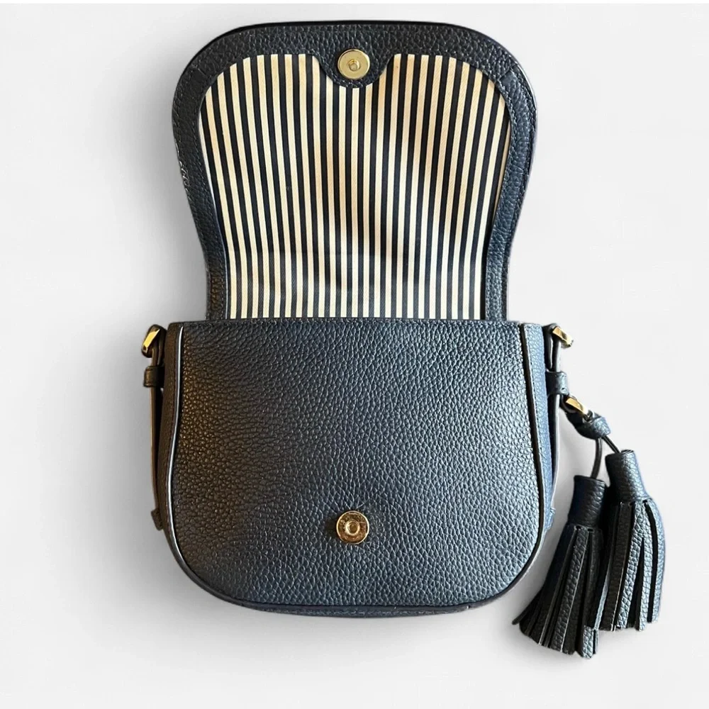 Kate Spade Dark‎ Blue Pebble Leather Crossbody With Tassel
